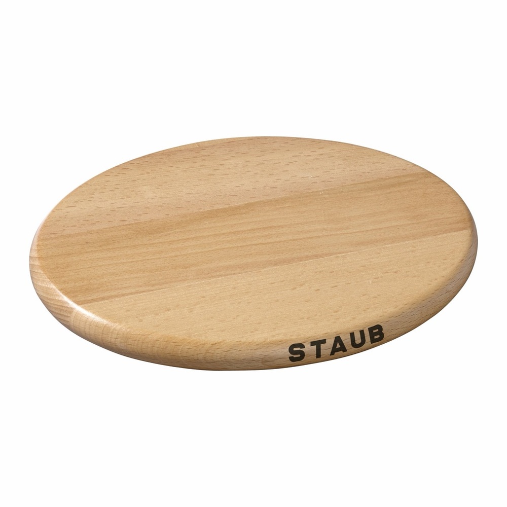Staub 11.25 inch, Oval, Magnetic Wood Trivet, Brown